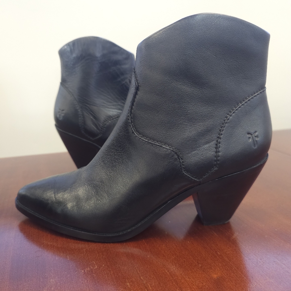 Frye Black Leather Ankle Booties